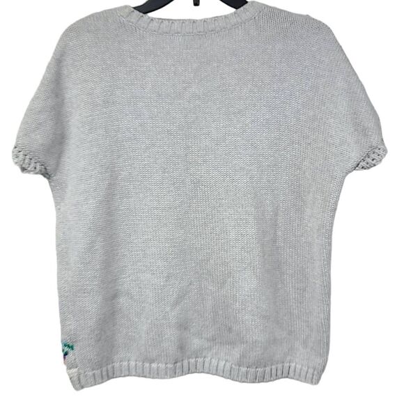 Old Navy Tribal Fair Isle Fringe Sleeve Pullover Knitted Sweater Gray Aztec XL - Picture 2 of 7